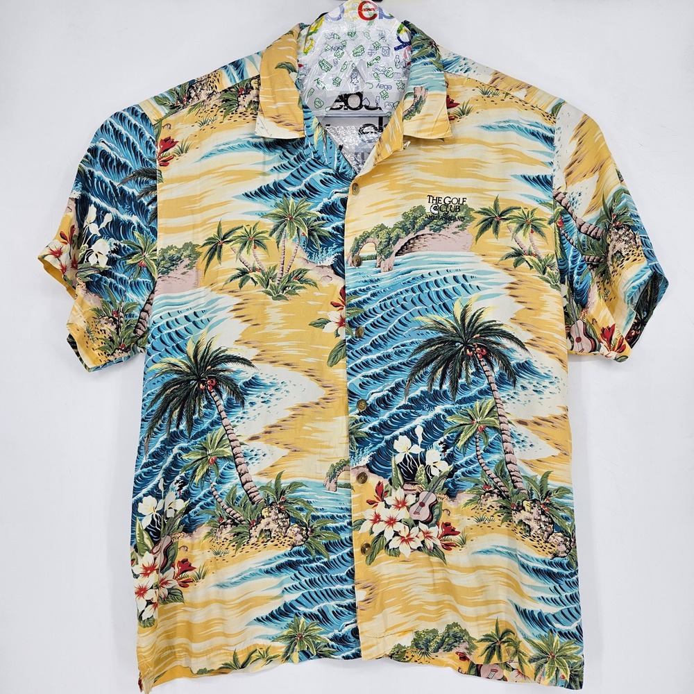 Vintage Izod Club Shirt Mens XXL Hawaiian Floral Golf Club Amelia Island‎
